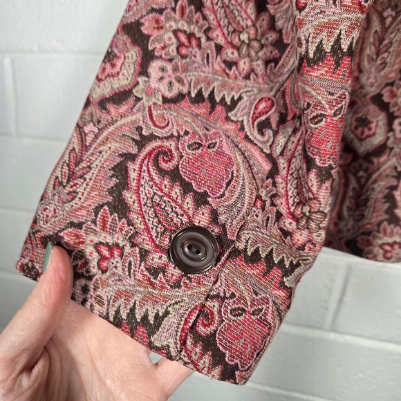 Vtg Paisley Blazer Pink 70s Vibes Office Career Artsy Small Boho Cottage Floral - Picture 7 of 7